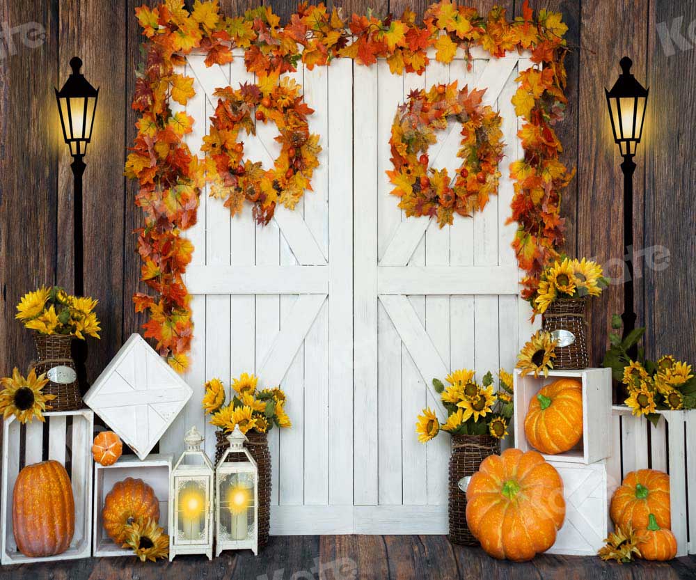 Kate Fall Pumpkin Backdrop Barn Door Designed by Emetselch