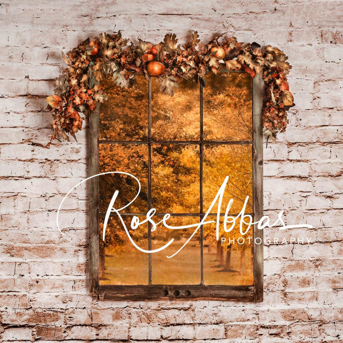 Rustic Autumn Window Pane Backdrop