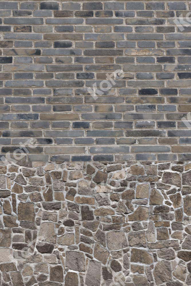Kate Gray Brick Wall Backdrop Stone Frame Texture Splicing Designed by Chain Photography
