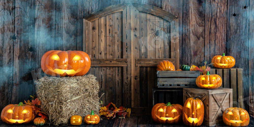 Kate Halloween Pumpkin Backdrop Barn Door Designed by Emetselch