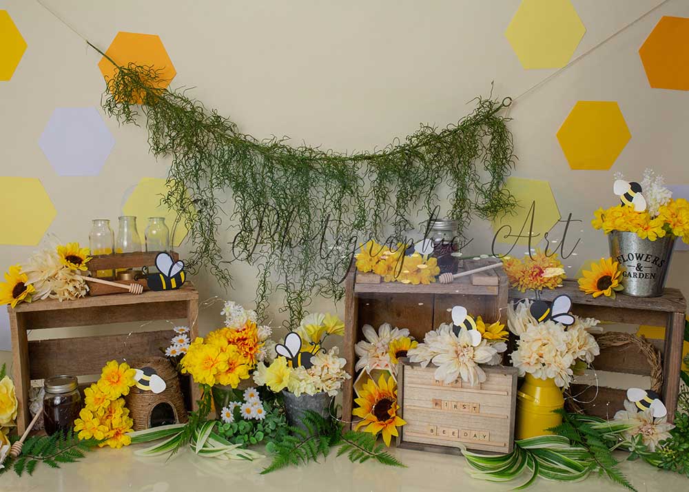 Kate Happy Bee day Backdrop Flowers for Photography Designed by Jenna Onyia