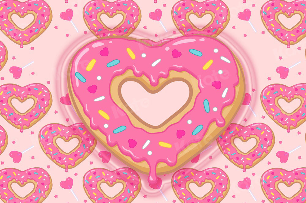 Kate Heart Shaped Donut Backdrop Pink Cake Smash for Photography