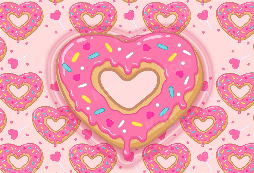 Kate Heart Shaped Donut Backdrop Pink Cake Smash for Photography