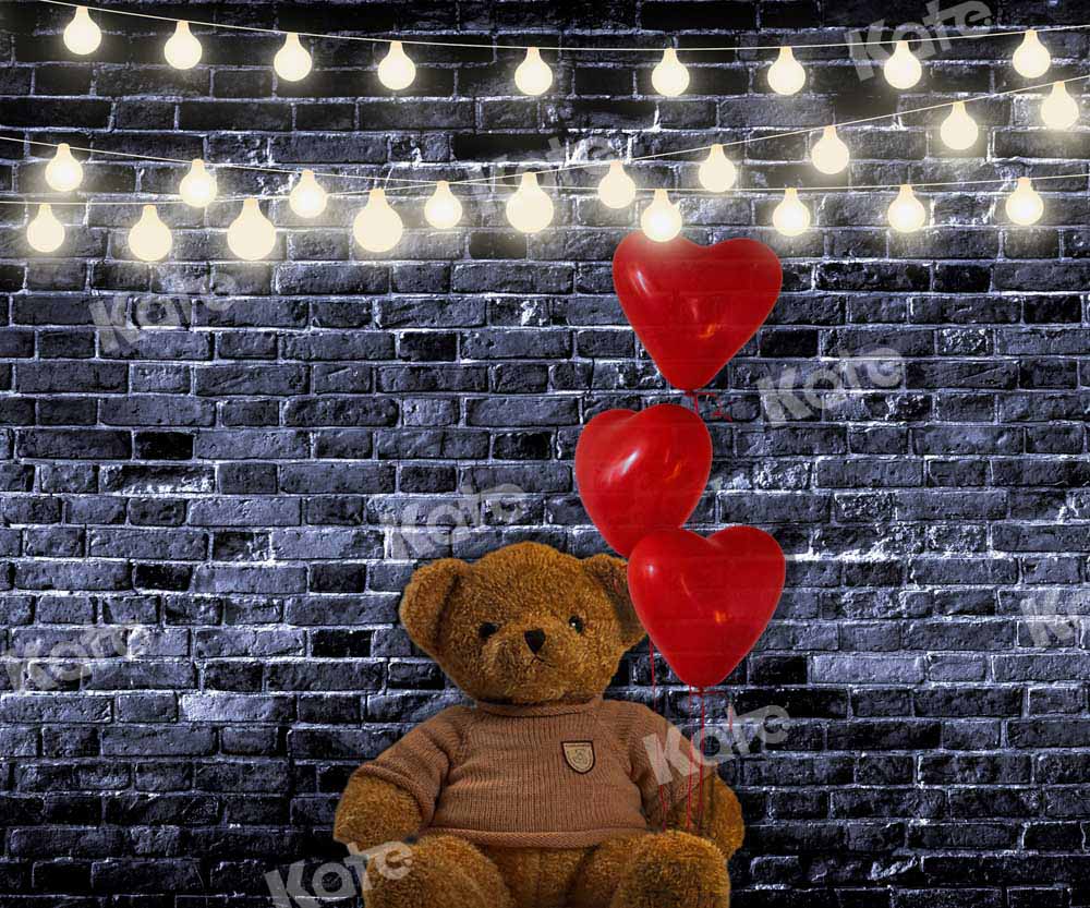 Kate Lonely Valentine Backdrop Brick Wall Lights Designed by Chain Photography