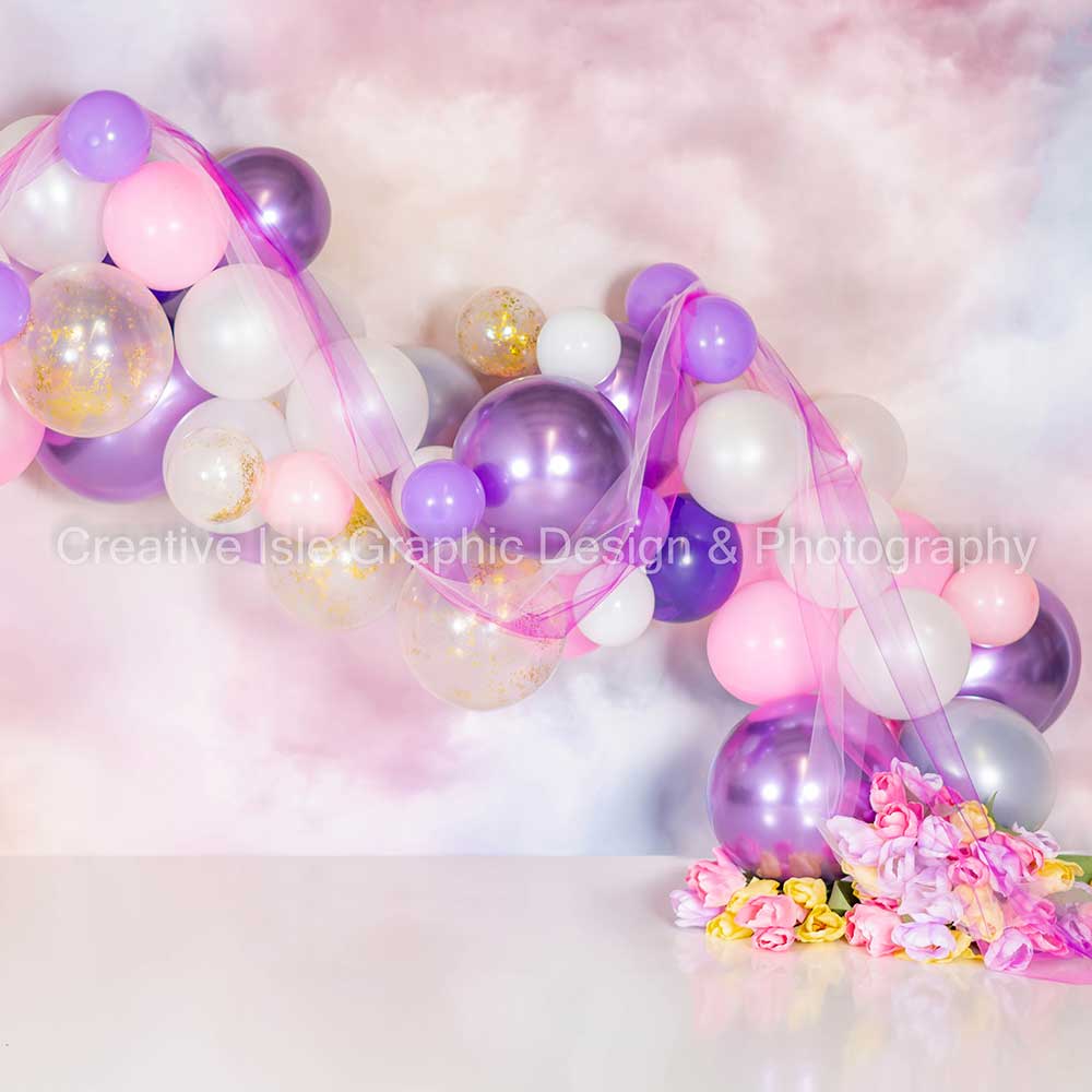 Kate Pastel Clouds Balloons Backdrop Designed by Chrissie Green