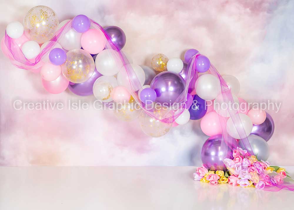 Kate Pastel Clouds Balloons Backdrop Designed by Chrissie Green