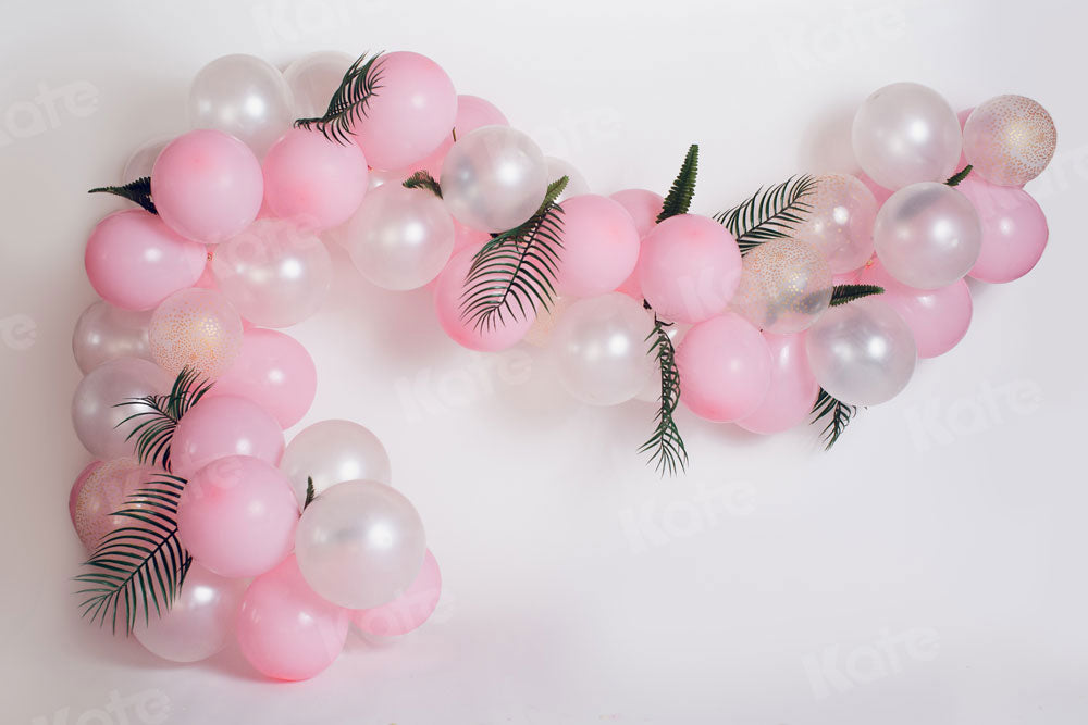 Kate Pink Balloon Garland Birthday Backdrop for Photography Designed by Megan Leigh Photography