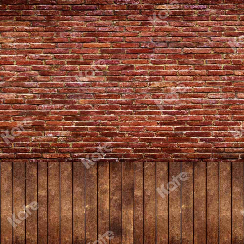 Kate Red Brick Wall Backdrop Plank Stitching Designed by Chain Photography