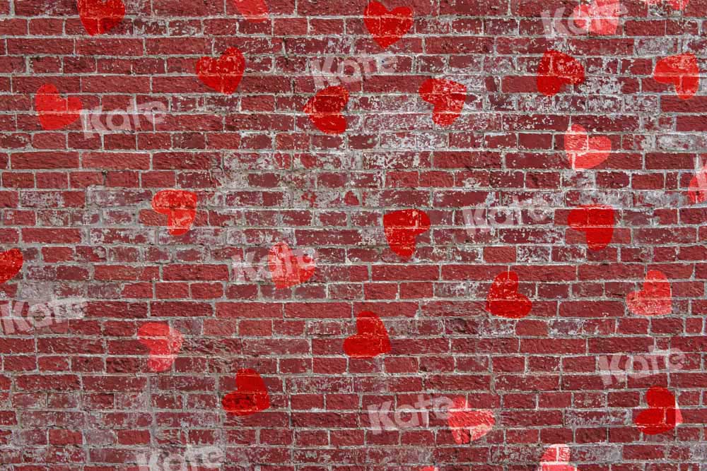 Kate Red Brick Wall Backdrop Heart Shaped Romantic Designed by Chain Photography