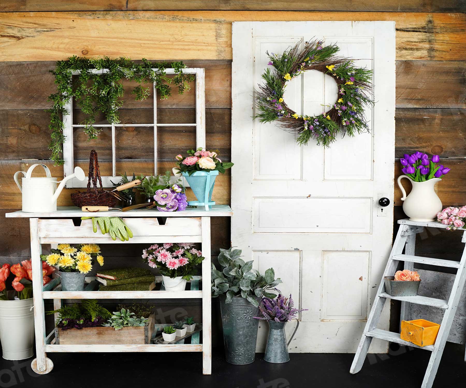 Kate Retro Door Backdrop Flowers Decoration Garden Shed designed by Arica Kirby