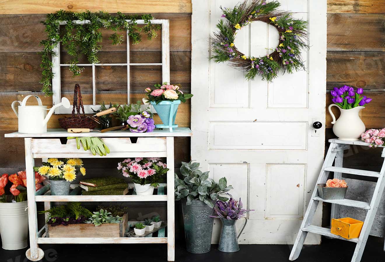 Kate Retro Door Backdrop Flowers Decoration Garden Shed designed by Arica Kirby