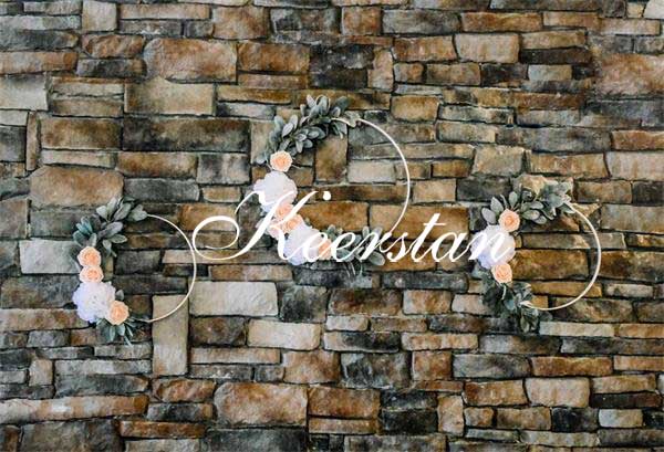 Kate Rock Stone Wall with Garland Backdrop for Photography Designed by Keerstan Jessop