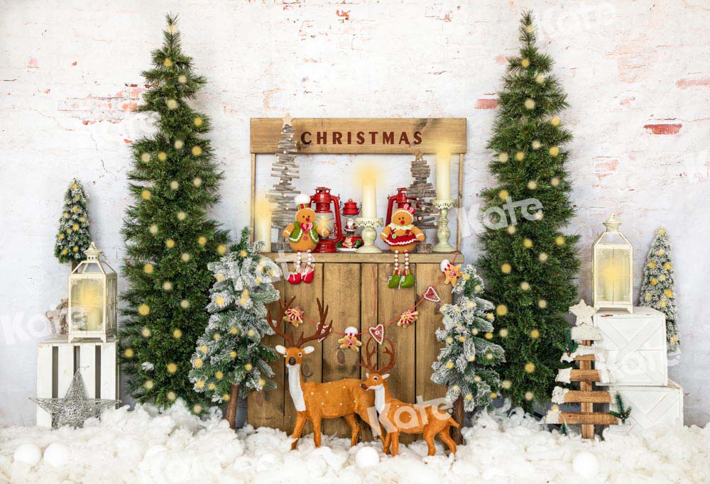 Kate Snow Christmas Backdrop Tree Elk Designed by Emetselch