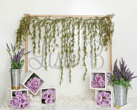 Kate Spring/Mother's Day Purple Floral Cube Backdrop Designed by Lisa B