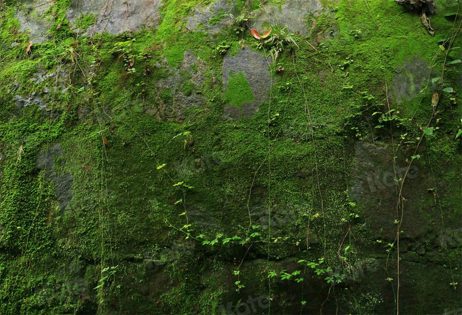 Lush Green Mossy Wall Nature Backdrop