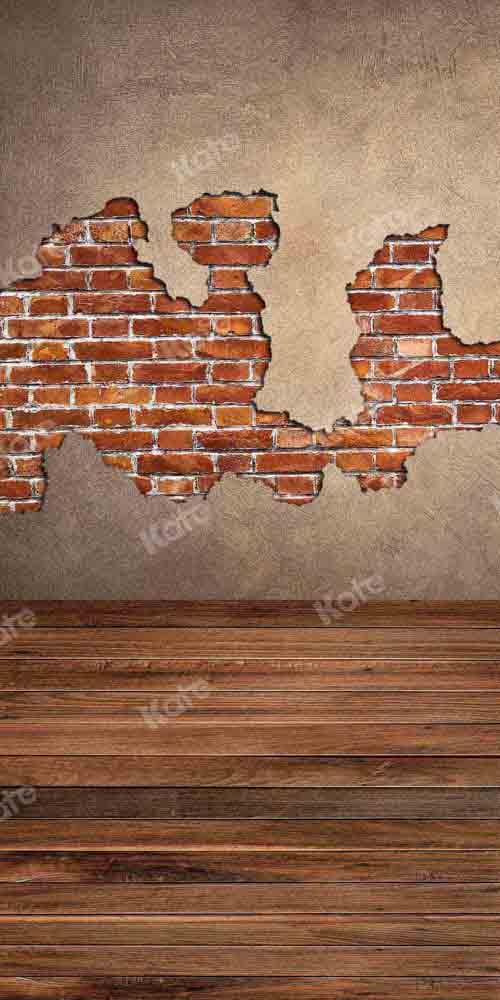 Kate Sweep Brick Wall Backdrop Wood Grain Stitching Designed by Chain Photographer