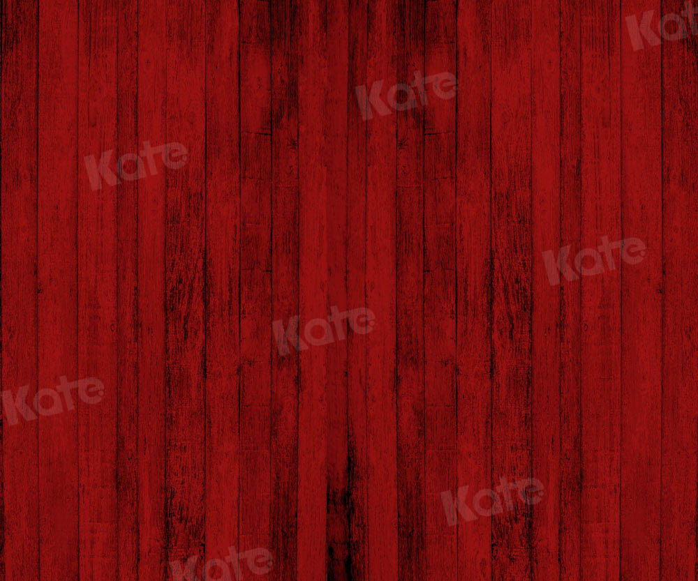 Kate Valentine's Day Red Wooden Board Floor Backdrop Designed by Chain Photography