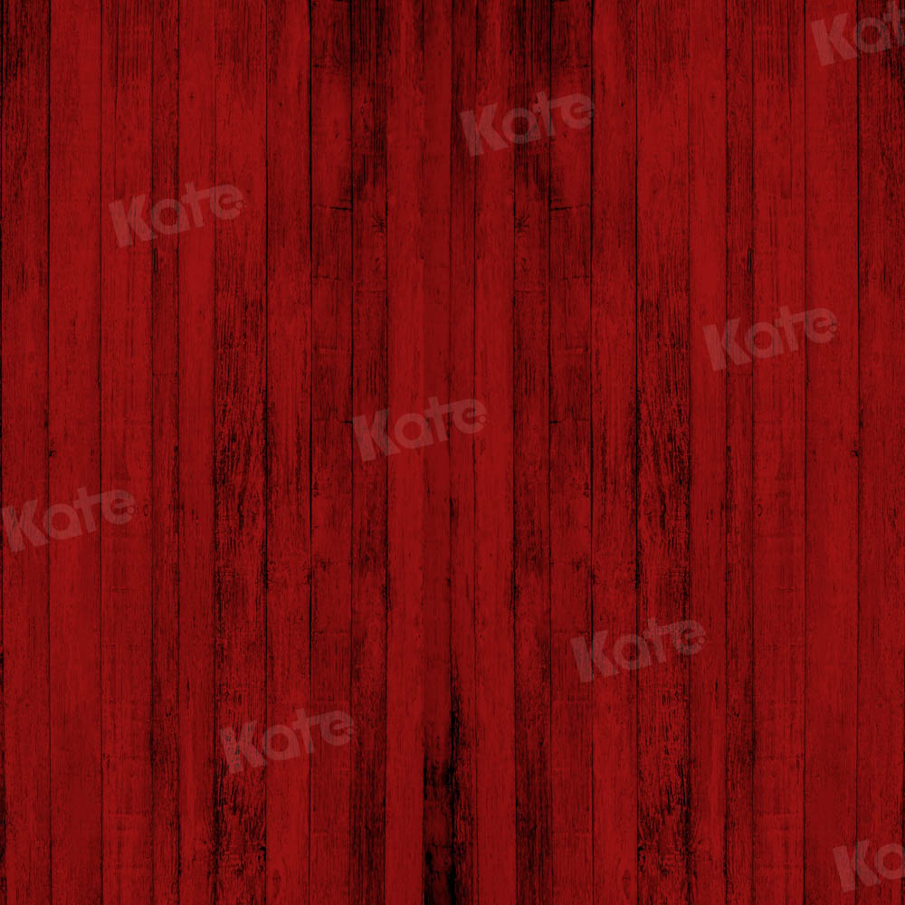Kate Valentine's Day Red Wooden Board Floor Backdrop Designed by Chain Photography