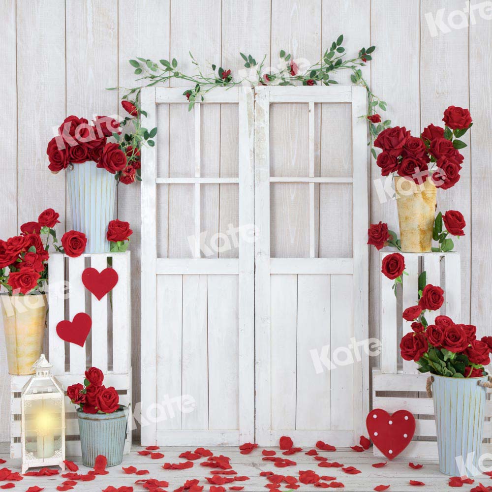 Kate Valentine's Day Backdrop White Wooden House Designed by Emetselch