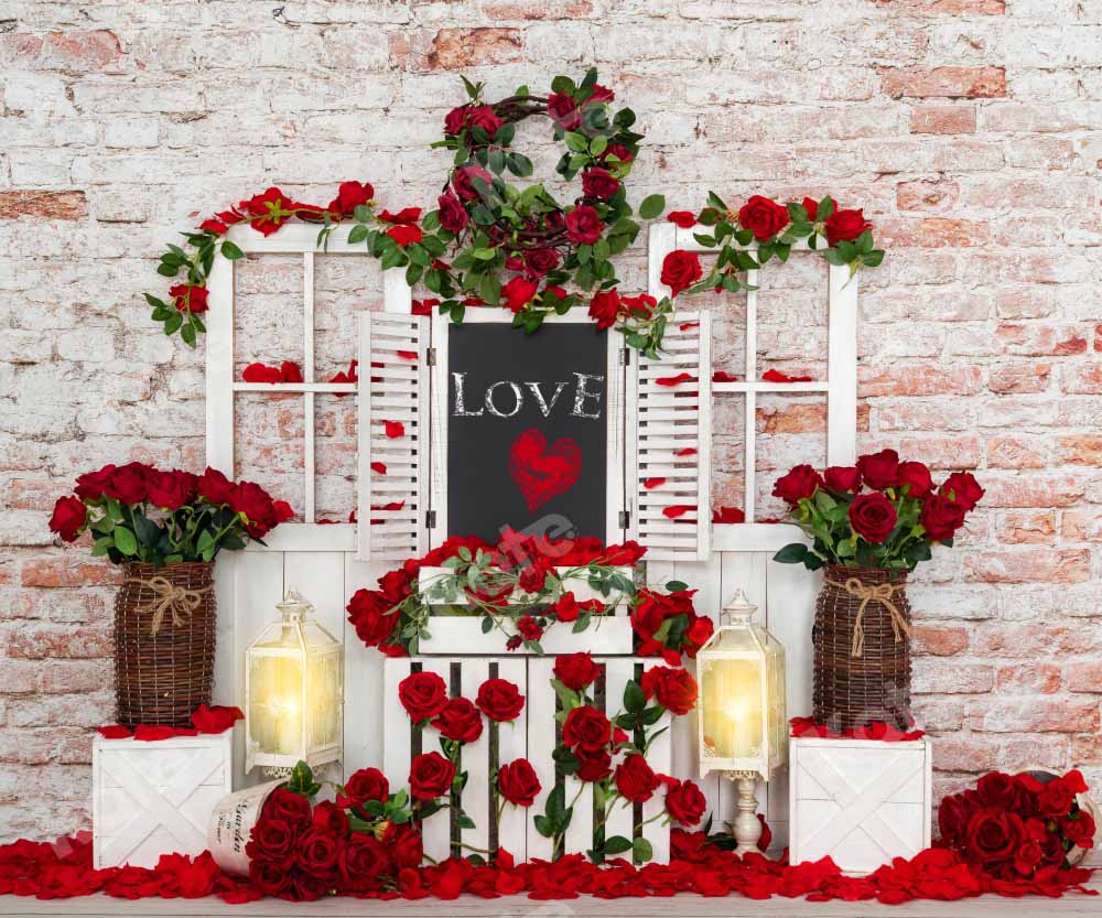 Kate Valentine's Day Rose Backdrop Wooden Door Designed by Emetselch