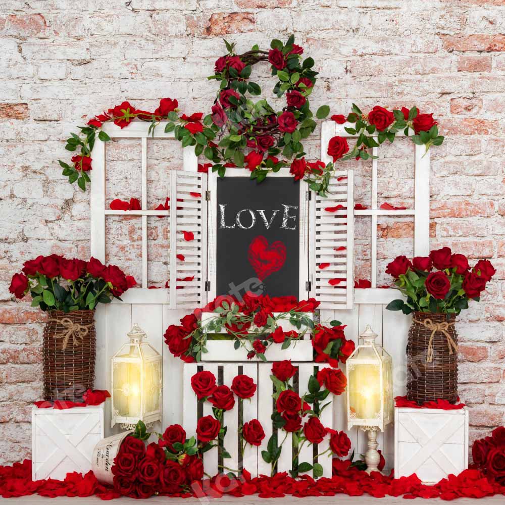 Kate Valentine's Day Rose Backdrop Wooden Door Designed by Emetselch