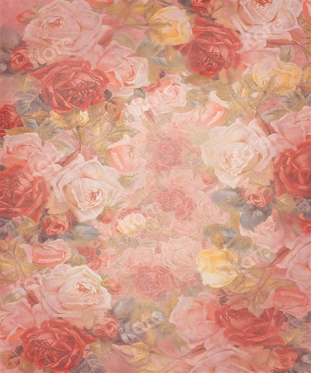Kate Fine Art Florals Pink Roses Texture Backdrop Hand Painted Designed by GQ