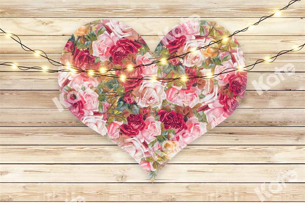 Kate Valentine's day Backdrop Heart-shaped Flowers Board Designed by Chain Photography