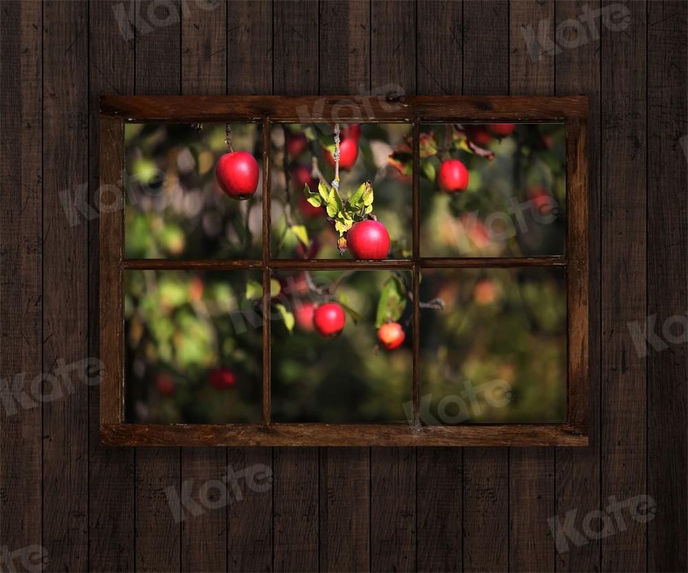 Kate Vintage Wooden Window Backdrop Apple Tree for Photography