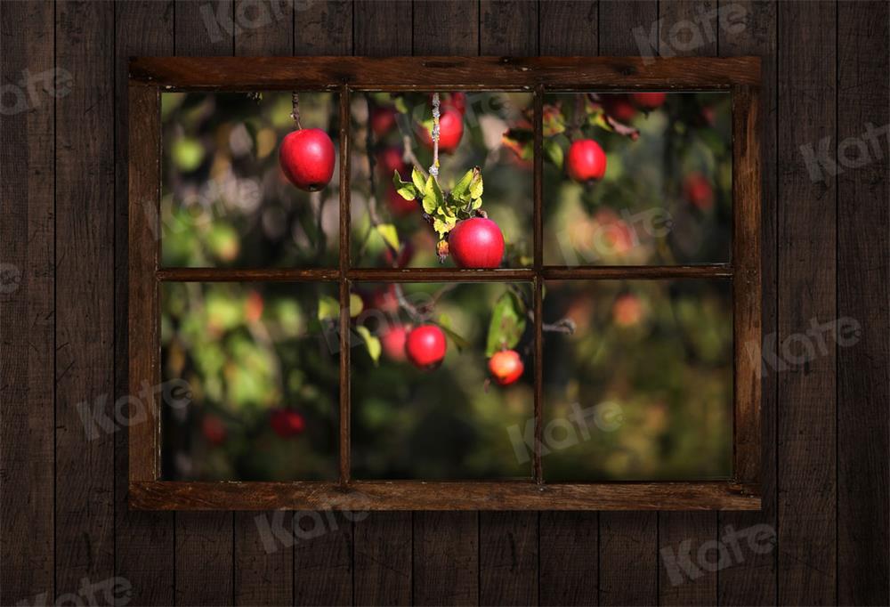 Kate Vintage Wooden Window Backdrop Apple Tree for Photography