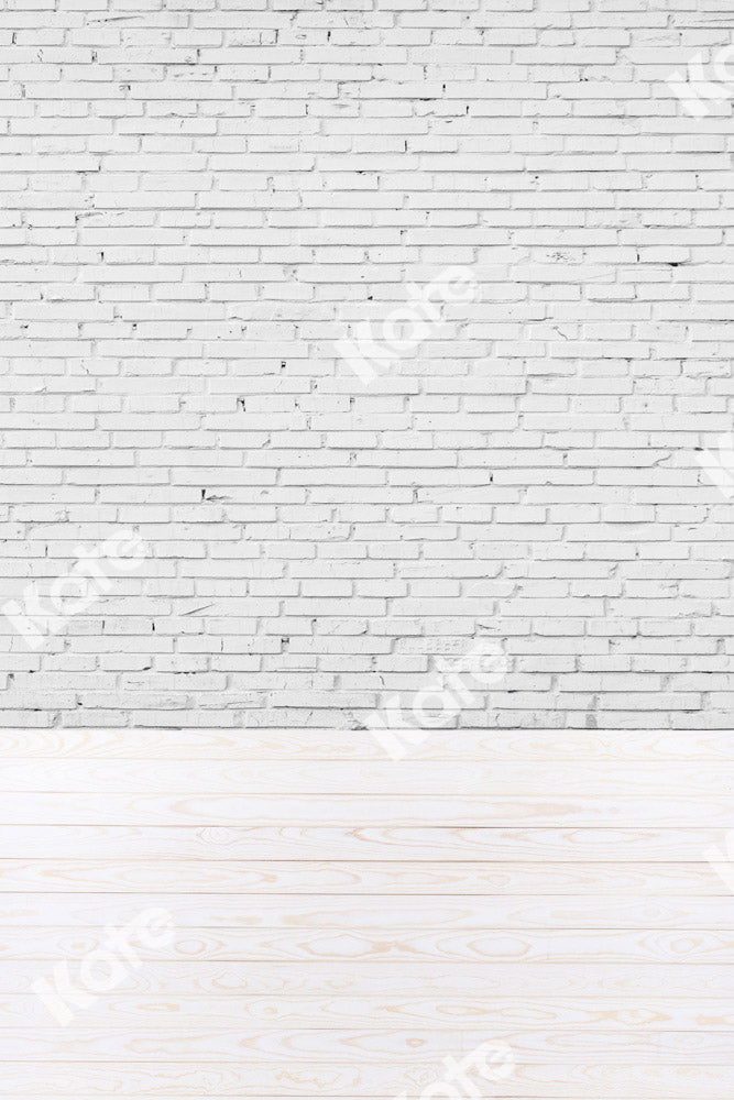 Kate White Brick Wall Backdrop Wood Grain Stitching Designed by Chain Photography