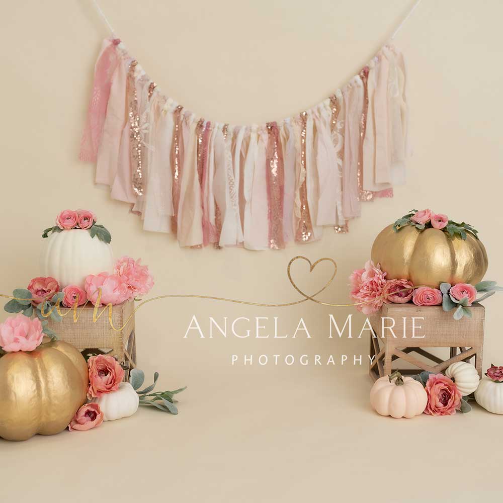 Kate White Gold Pumpkin Backdrop Designed By Angela Marie Photography