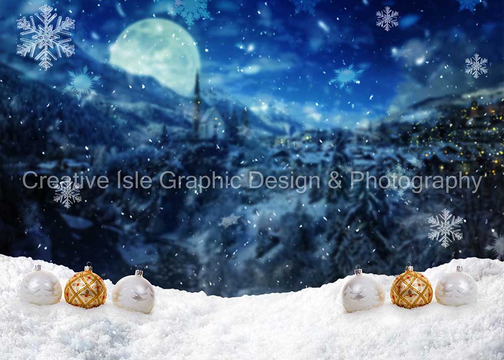 Kate Winter Night Backdrop Snowflake Designed by Chrissie Green