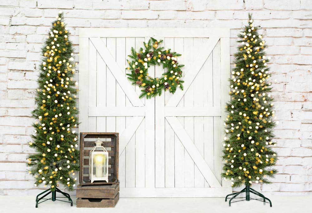 Kate Winter Warm Shiny Backdrop Christmas Tree Barn Door Designed by Emetselch