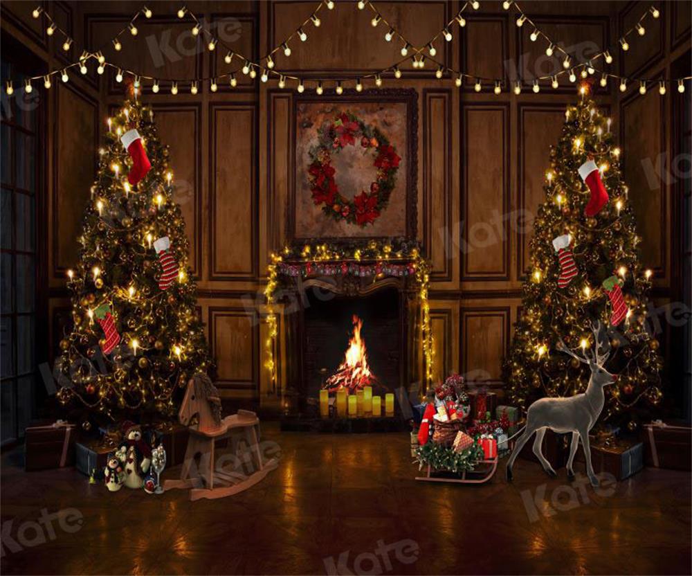 Kate Xmas Fireplace Backdrop for Photography Designed by JFCC