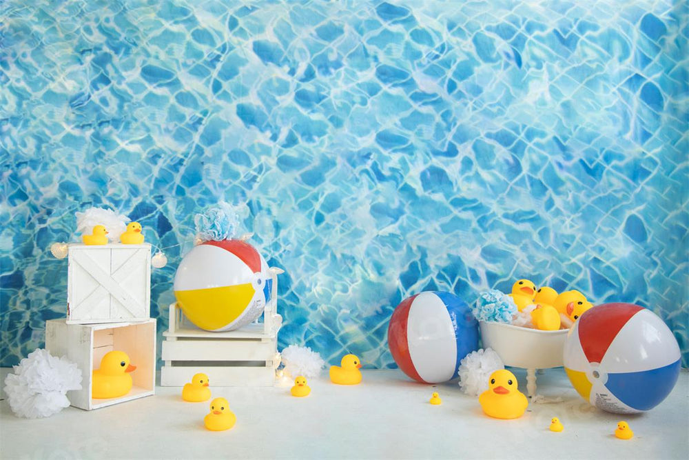 Summer Poolside Splash Photo Backdrop