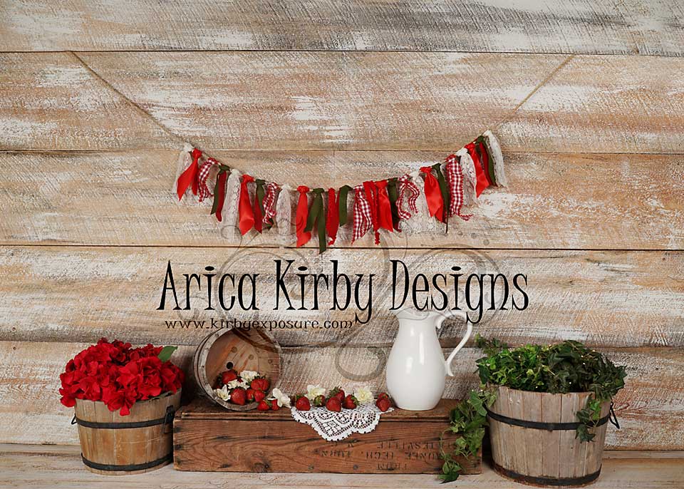 Kate Sunmmer Strawberry Wood Flower Backdrops Designed by Arica Kirby