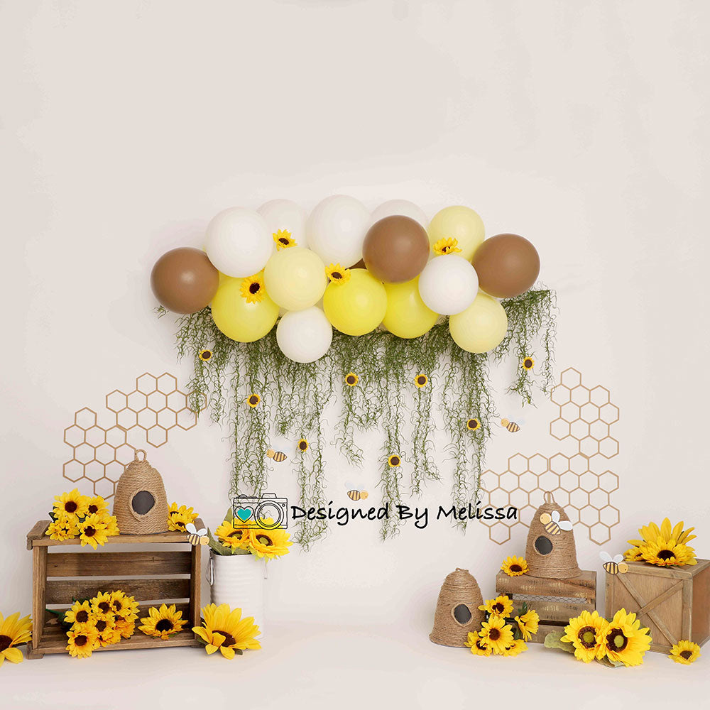 Kate Summer Sunflowers Backdrop Cake Smash Balloon for Photography Designed by Melissa King