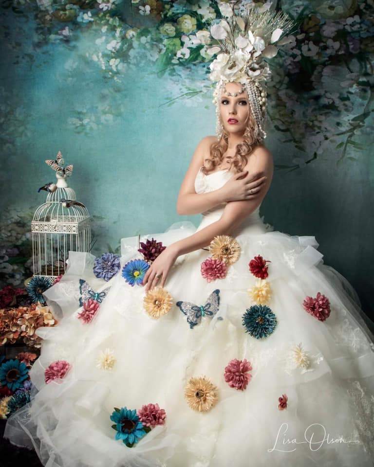 Kate Painting Like Green Spring Florals backdrop printed Background - Katebackdrop