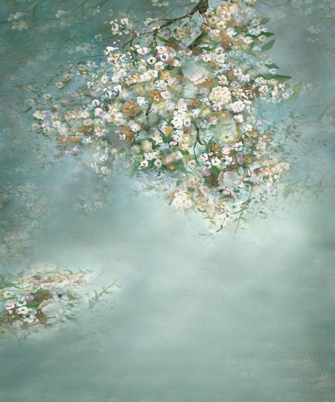 Kate Painting Like Green Spring Florals backdrop printed Background - Katebackdrop