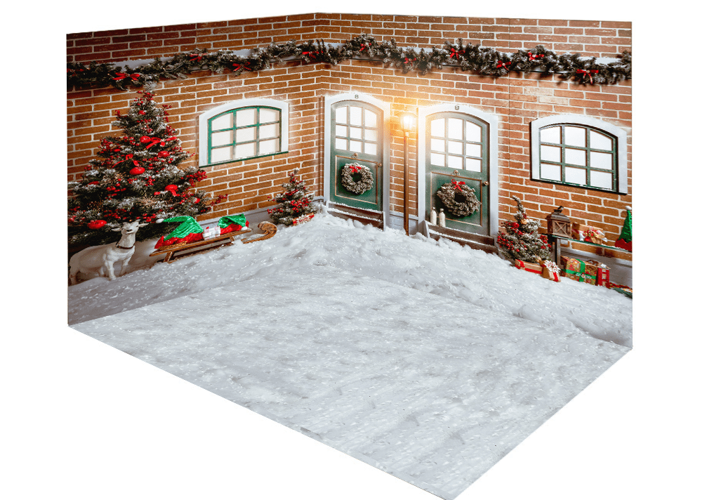 Katebackdrop£ºKate Christmas snow outside room set