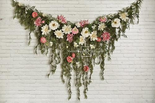 RTS Kate Greenery Garland with Pink Flowers Backdrop Designed by Mandy Ringe Photography