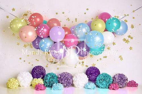 Katebackdrop鎷㈡綖Kate Birthday Balloons and Stars Backdrop Designed By Mandy Ringe Photography