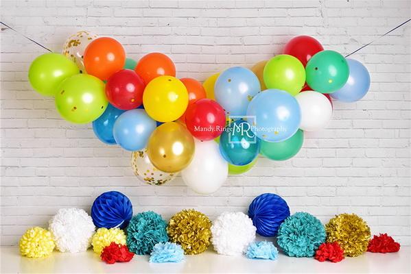 Kate Rainbow Birthday Balloon Garland Backdrop Designed by Mandy Ringe Photography
