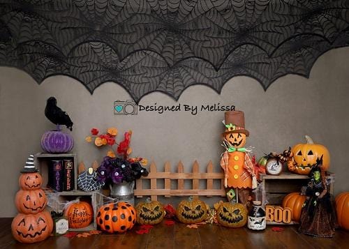 Kate Halloween Pumpkins Backdrop for Photography Designed by Melissa King