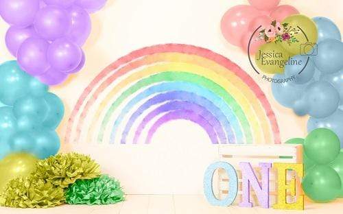 Katebackdrop鎷㈡綖Kate 1st Birthday Rainbow with Balloons Backdrop Designed By Jessica Evangeline photography