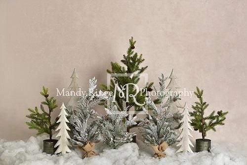 Katebackdrop鎷㈡綖Kate Pine Trees in Snow Christmas Backdrop for Photography Designed By Mandy Ringe Photography