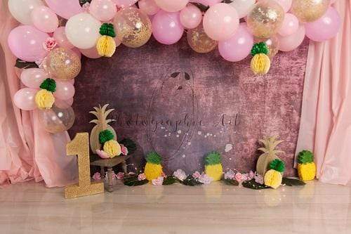 Katebackdrop鎷㈡綖Kate 1st Birthday Pineapple with Balloons Backdrop for Photography Designed by Jenna Onyia