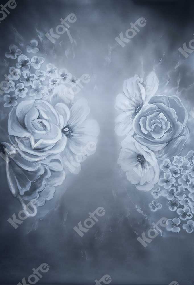 RTS Kate 5x7ft Fine Art Florals Denim/Blue Backdrop Portrait Photography