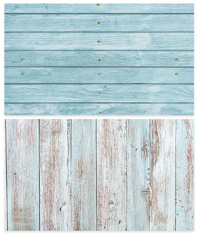 Kate 57x87cm Waterproof Double-Sided Paper Backdrop Blue Wood for Food Photography