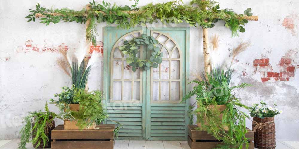 Kate Spring/Summer Green Plants Backdrop Barn Door Designed by Emetselch